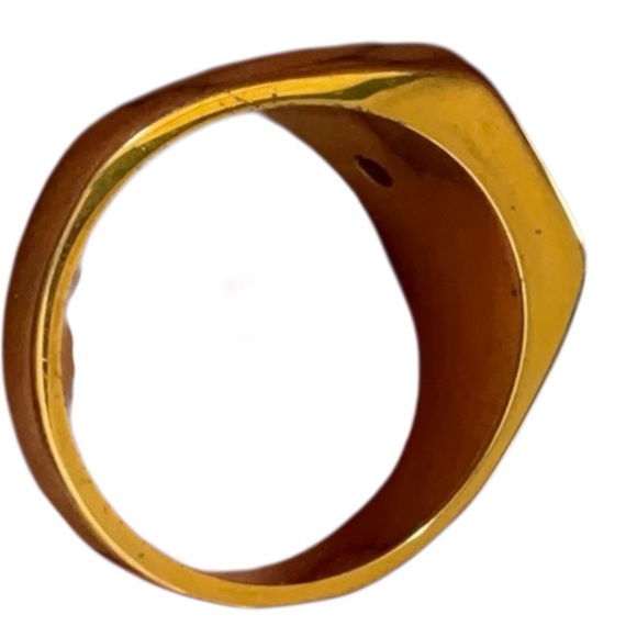 Avon 18K Hard Gold Electroplated Tigers Eye Sparkly Stone Signet Ring Vintage - Picture 14 of 16